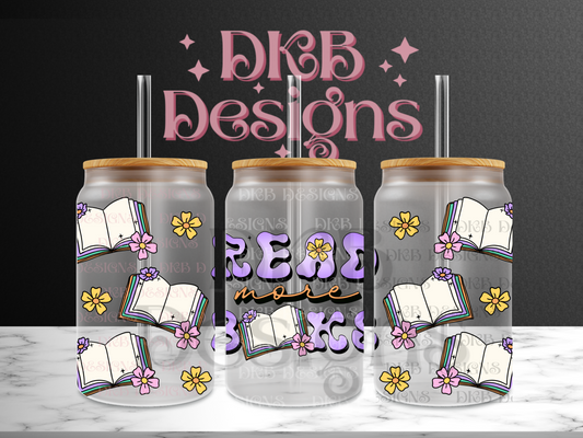 Read more books 16oz glass can UV DTF