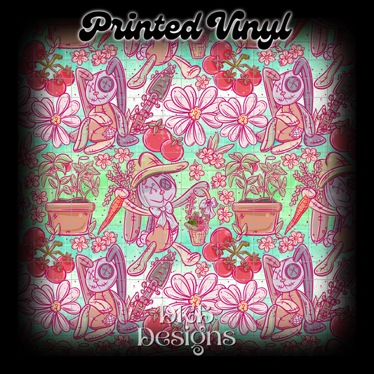 Ragdoll garden bunny green Printed Vinyl