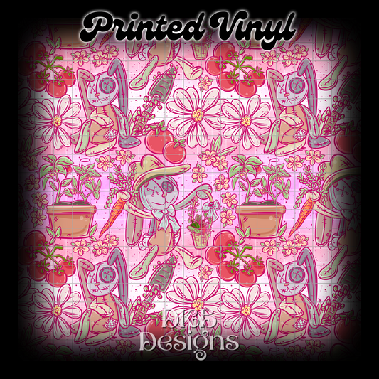 Ragdoll garden bunny pink Printed Vinyl