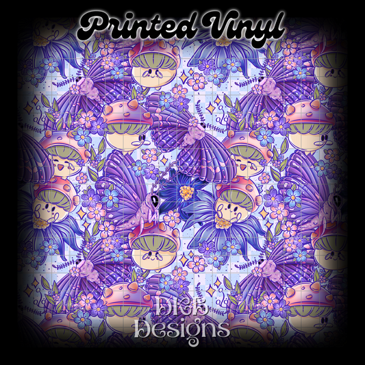 Spring mushies blue Printed Vinyl