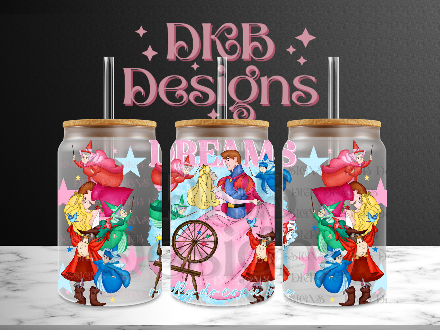 Dreams come true 16oz glass can UV DTF