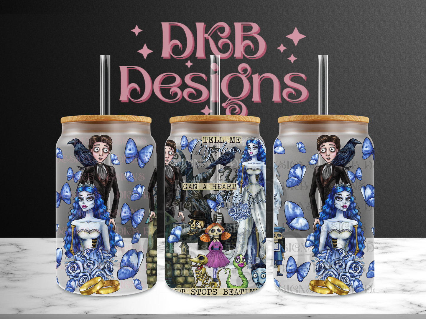 Can a heart still break 16oz glass can UV DTF