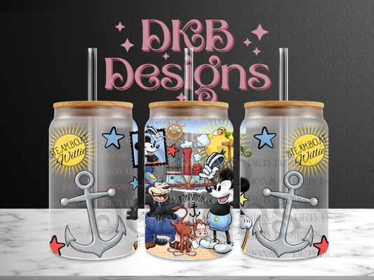 Boat mouse 16oz glass can UV DTF