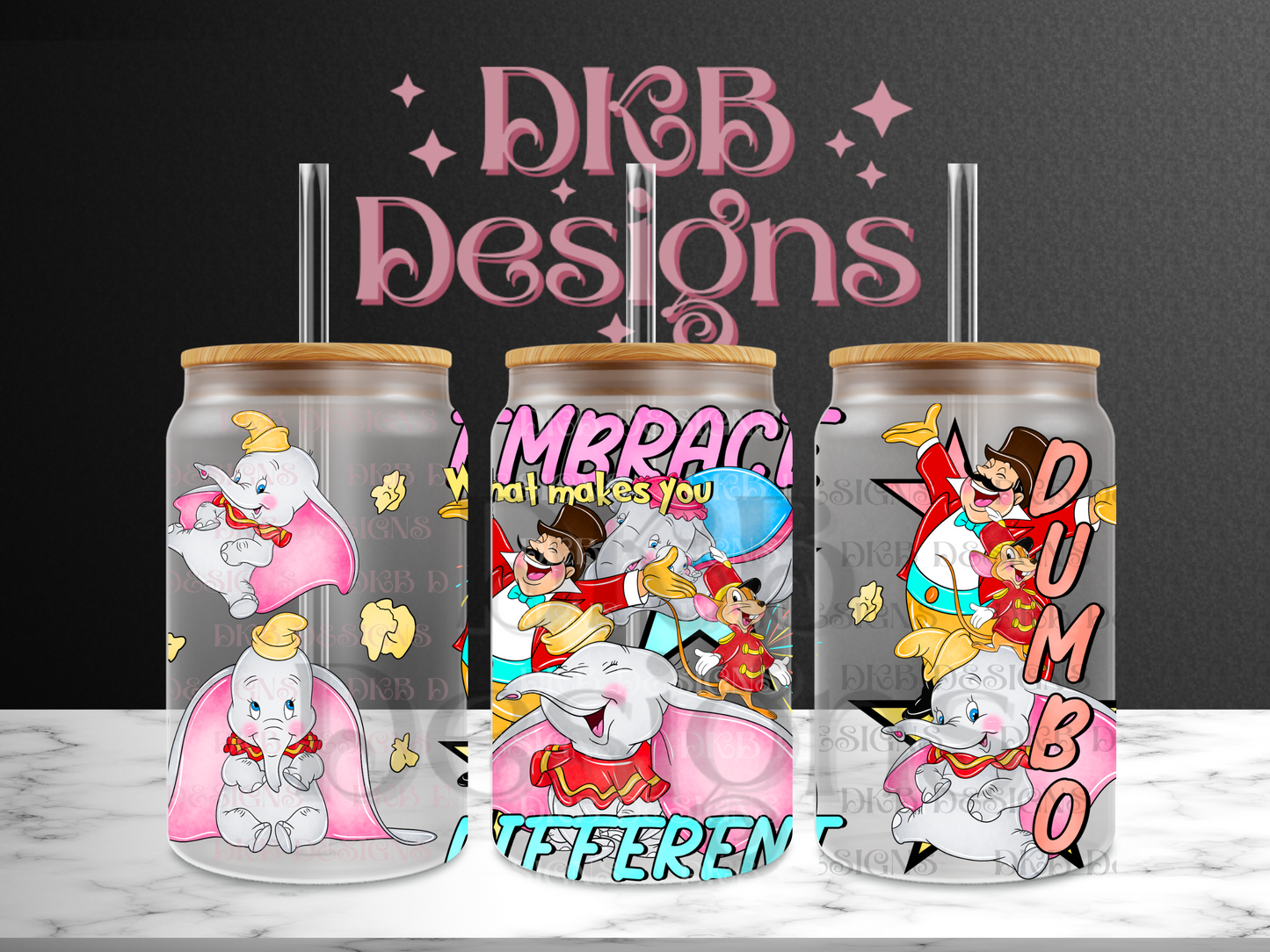 Embrace what makes you different 16oz glass can UV DTF