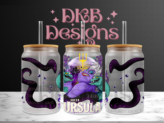Queen 16oz glass can UV DTF