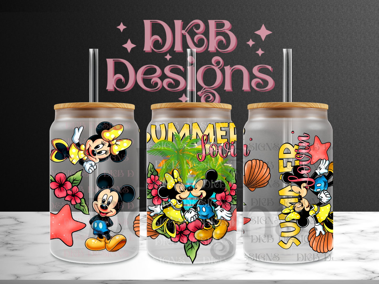Summer lovin 16oz glass can UV DTF