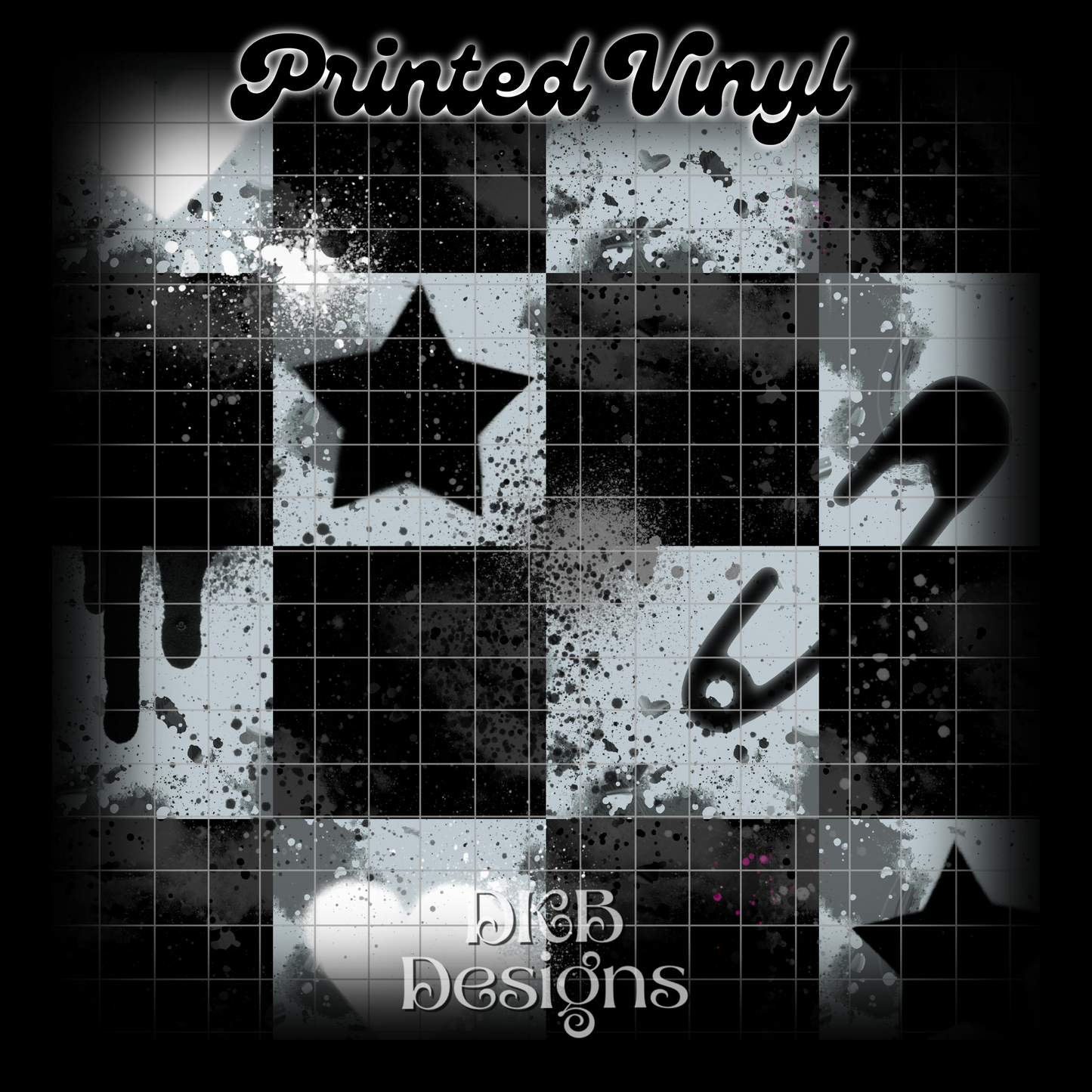 Emo checks gray Printed Vinyl