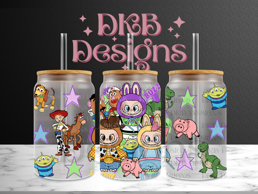 Monster toys 16oz glass can UV DTF