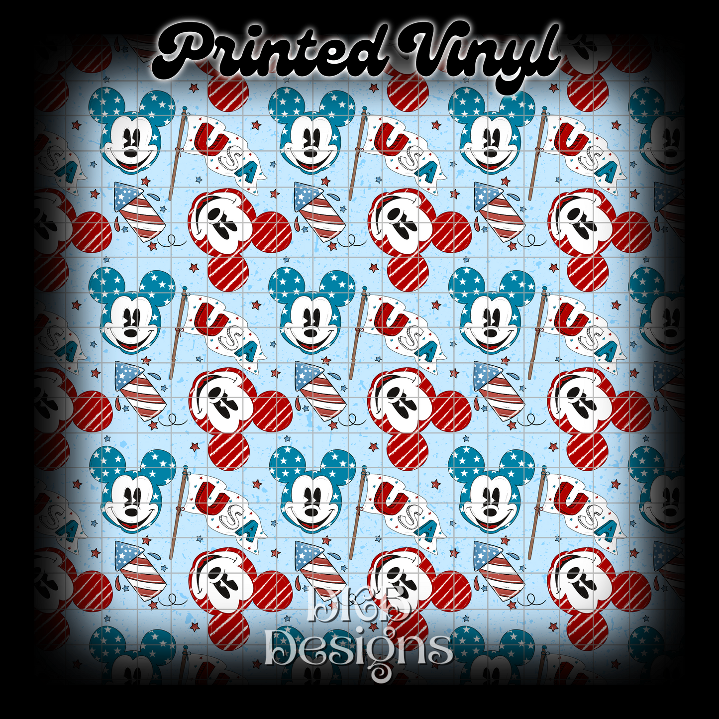 Red white and blue mouse Printed Vinyl