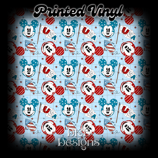 Red white and blue mouse Printed Vinyl