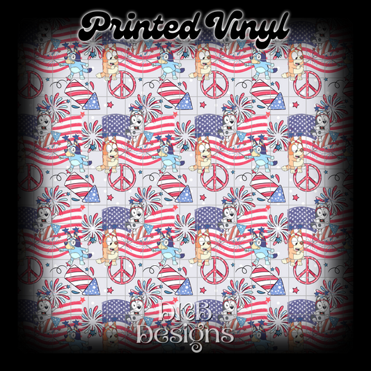 Red white and blue dogs Printed Vinyl