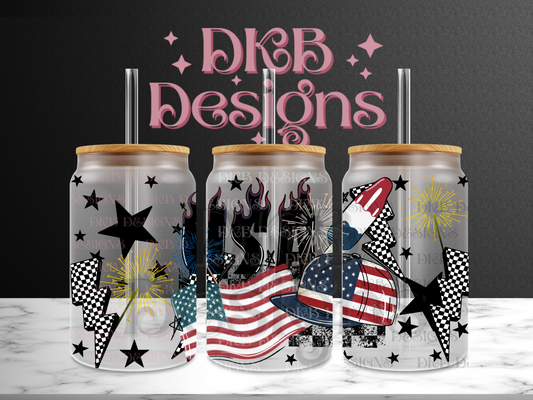 Usa 16oz glass can UV DTF