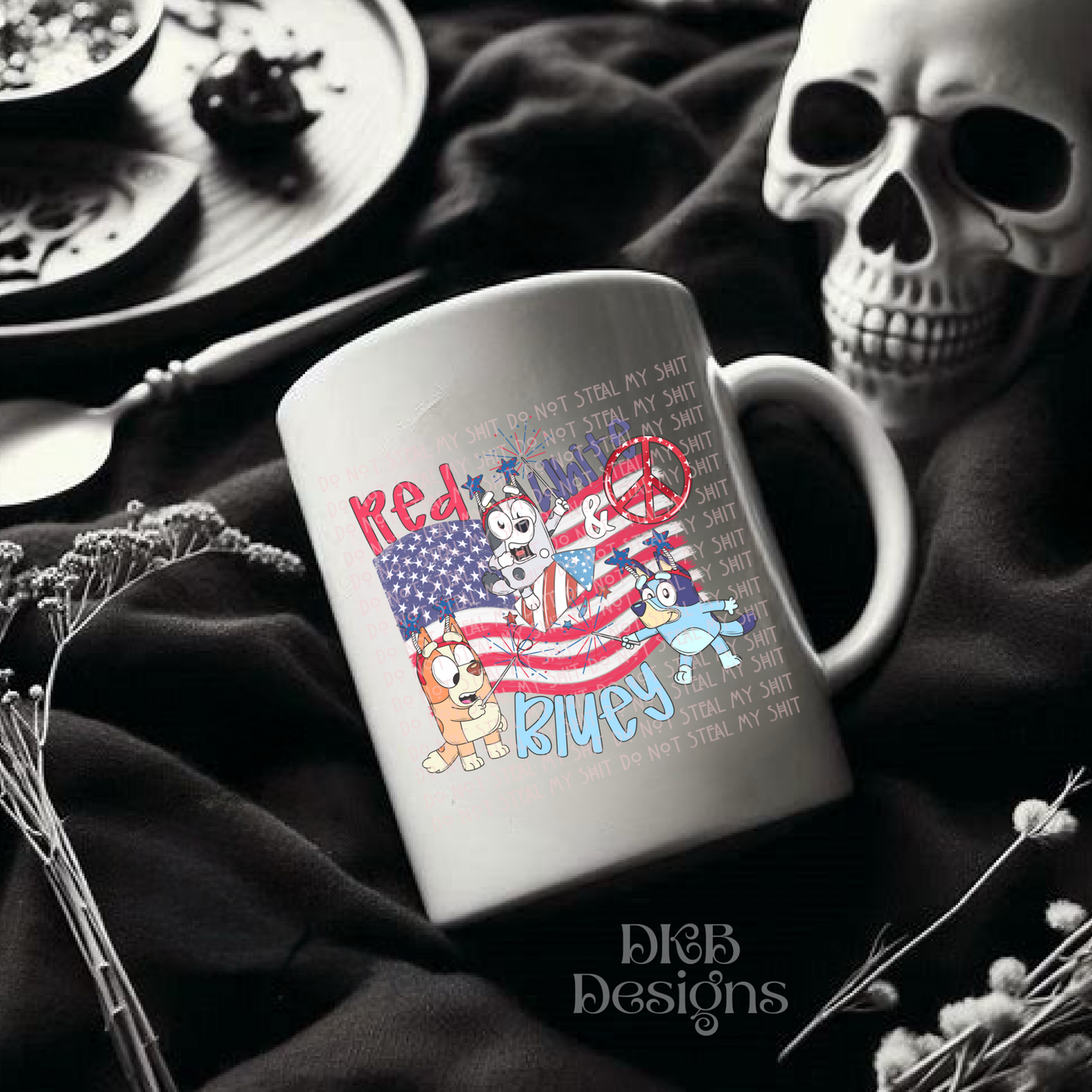 Red white and blue dogs UV DTF