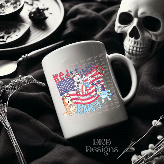 Red white and blue dogs UV DTF