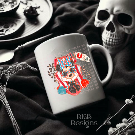 Red white and blue girl mouse UV DTF