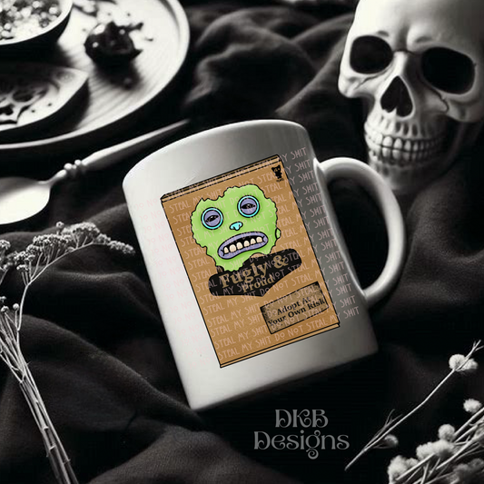 Boxed Fugly green doll UV DTF