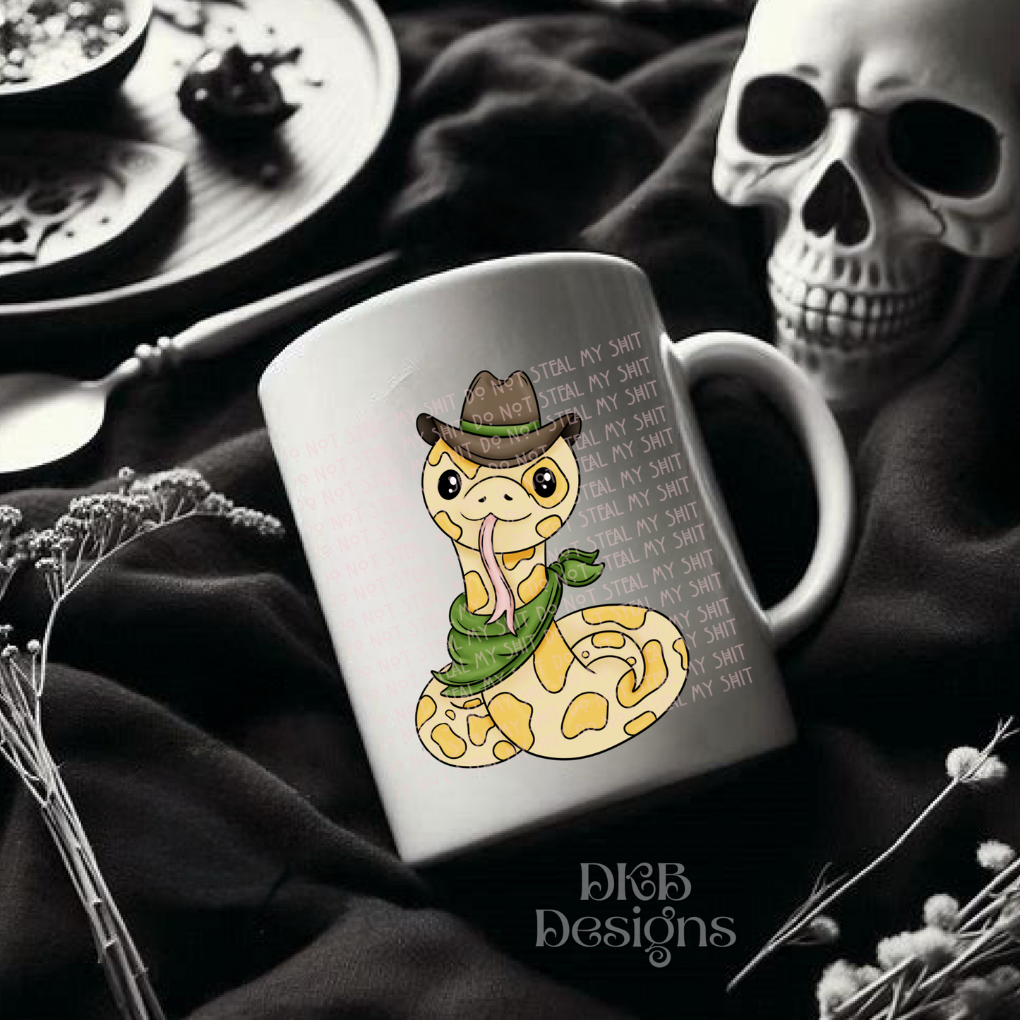 Cowboy snake yellow UV DTF