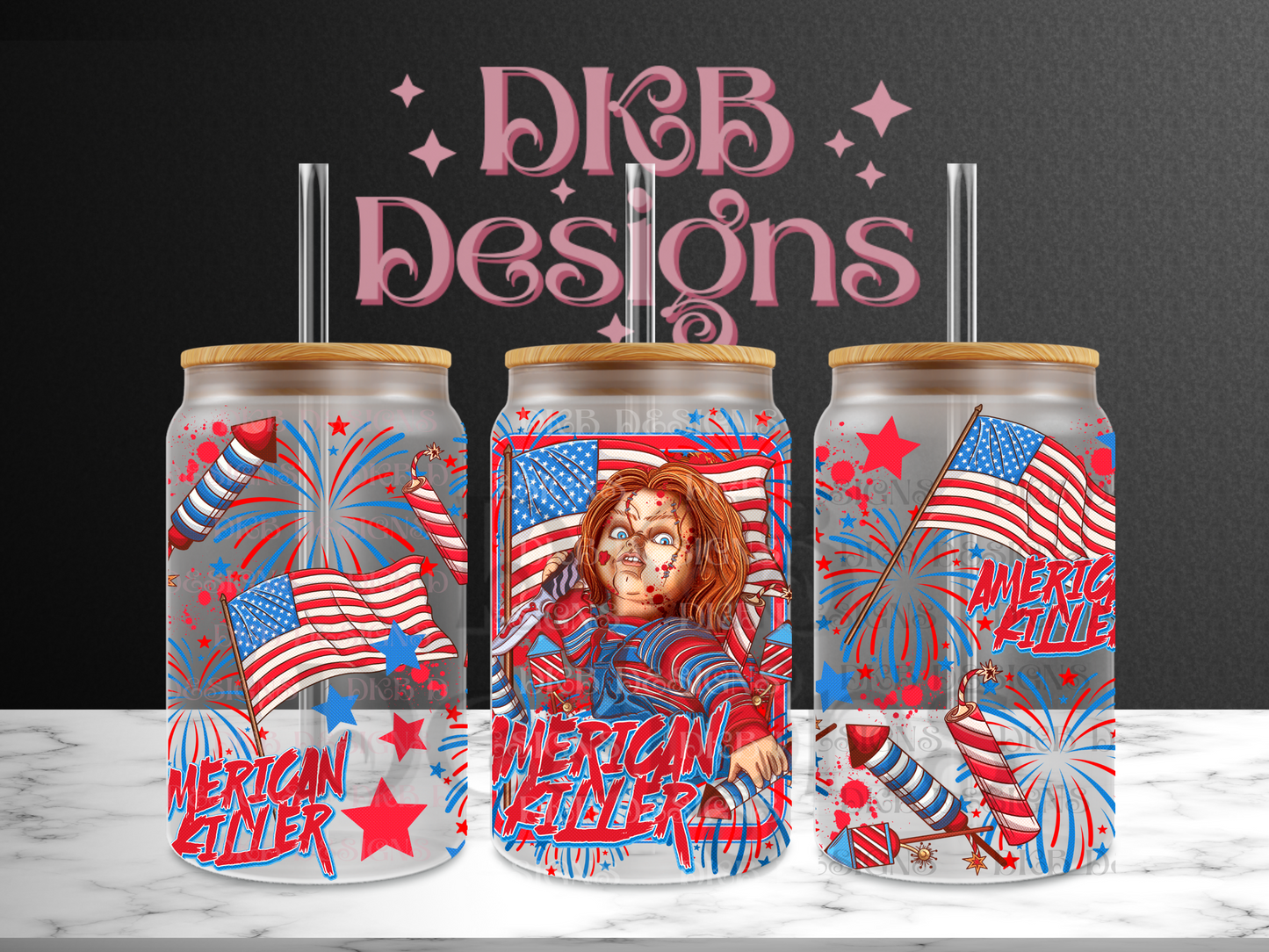 American killer 16oz glass can UV DTF