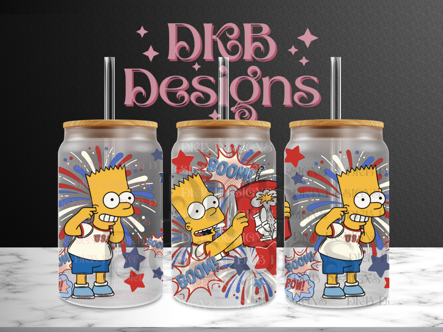 Pyrotechnic champ 16oz glass can UV DTF