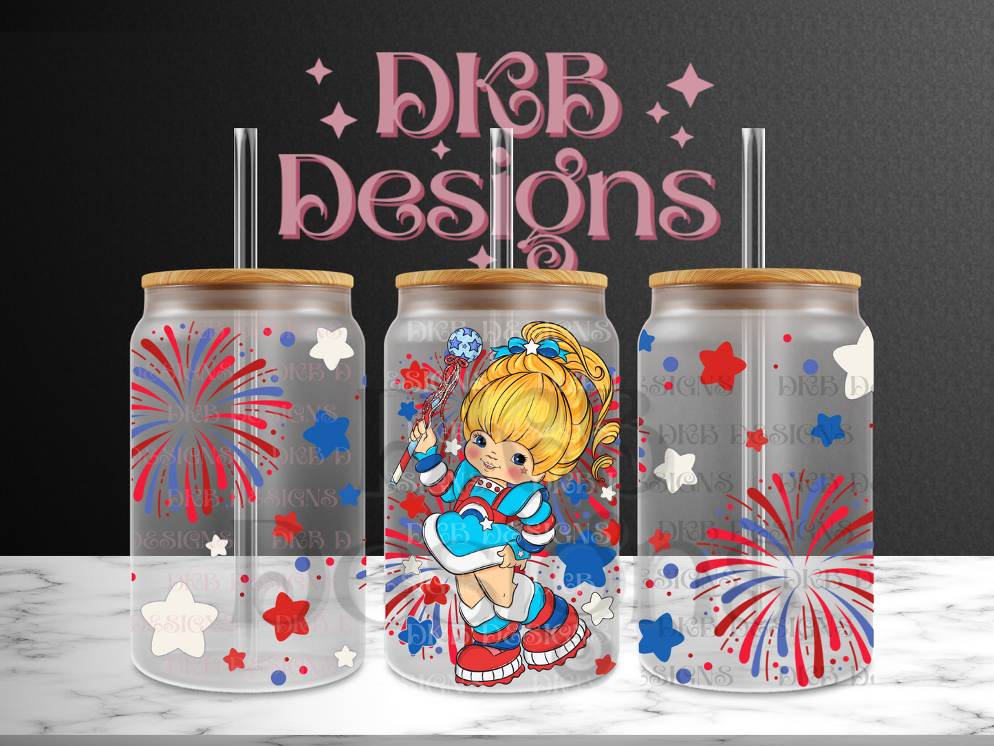 American girl 16oz glass can UV DTF