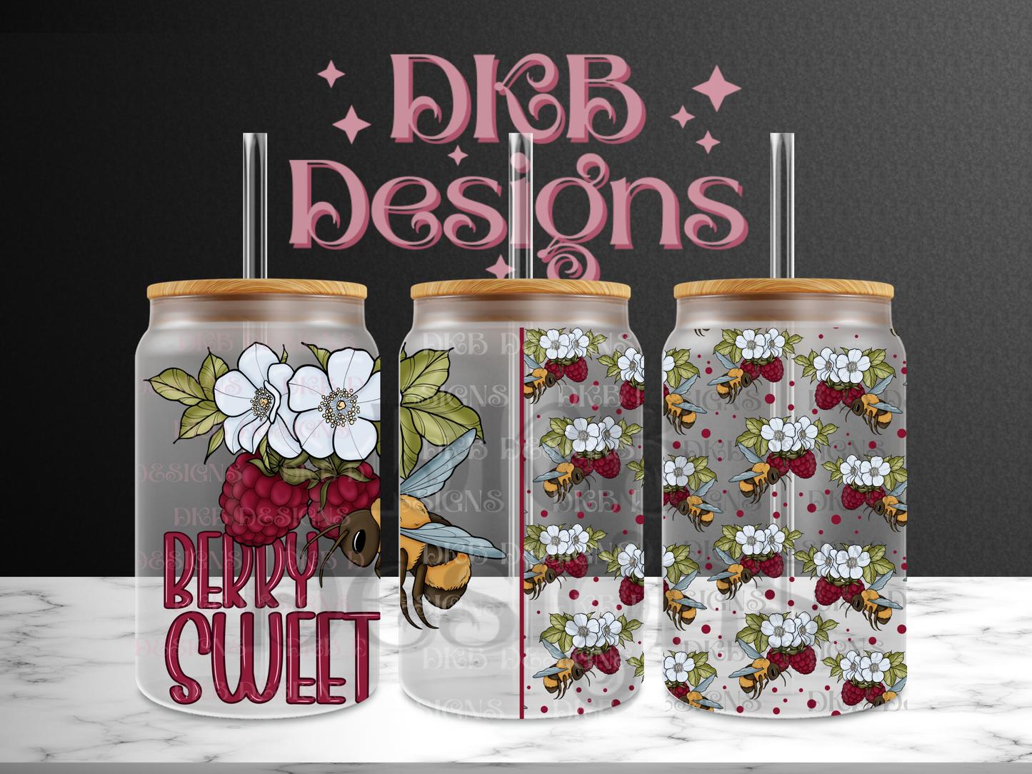 Berry sweet 16oz glass can UV DTF
