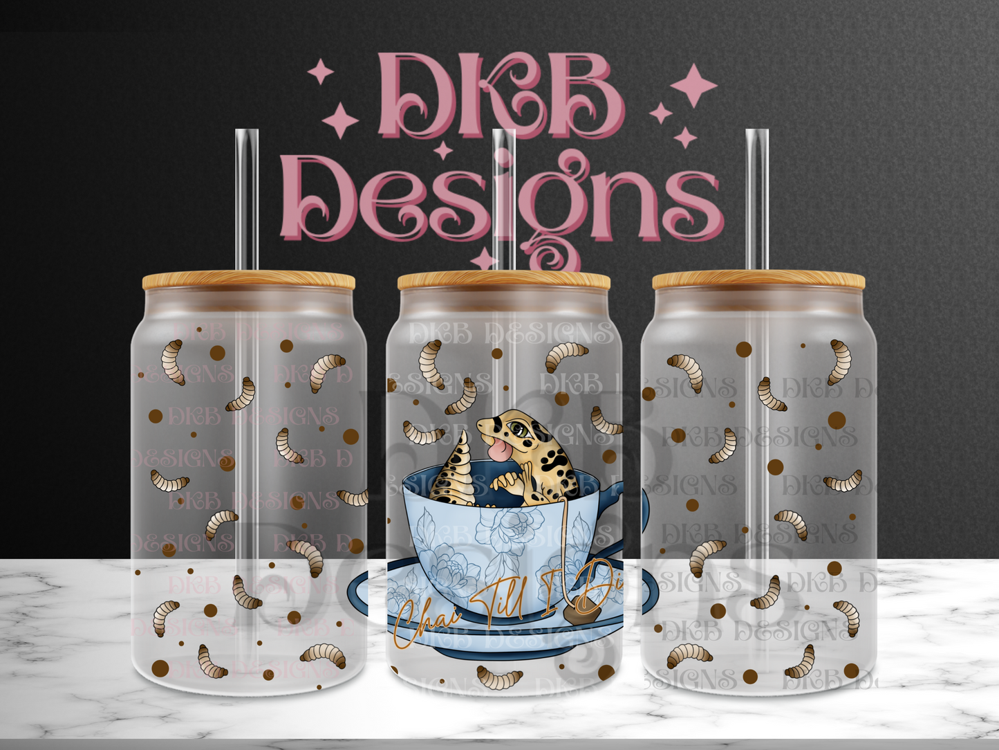 Chai til i die 16oz glass can UV DTF