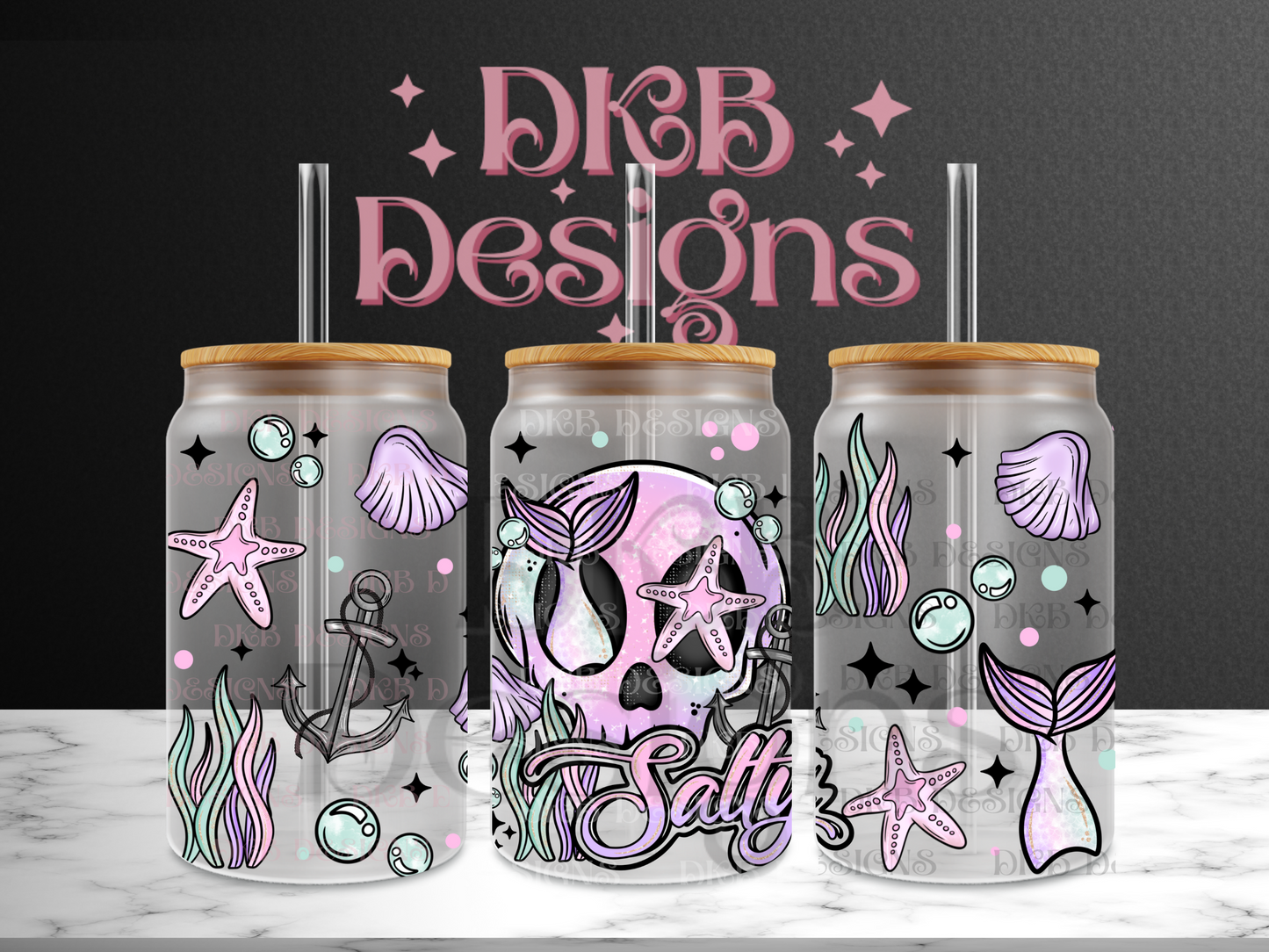 Salty 16oz glass can UV DTF