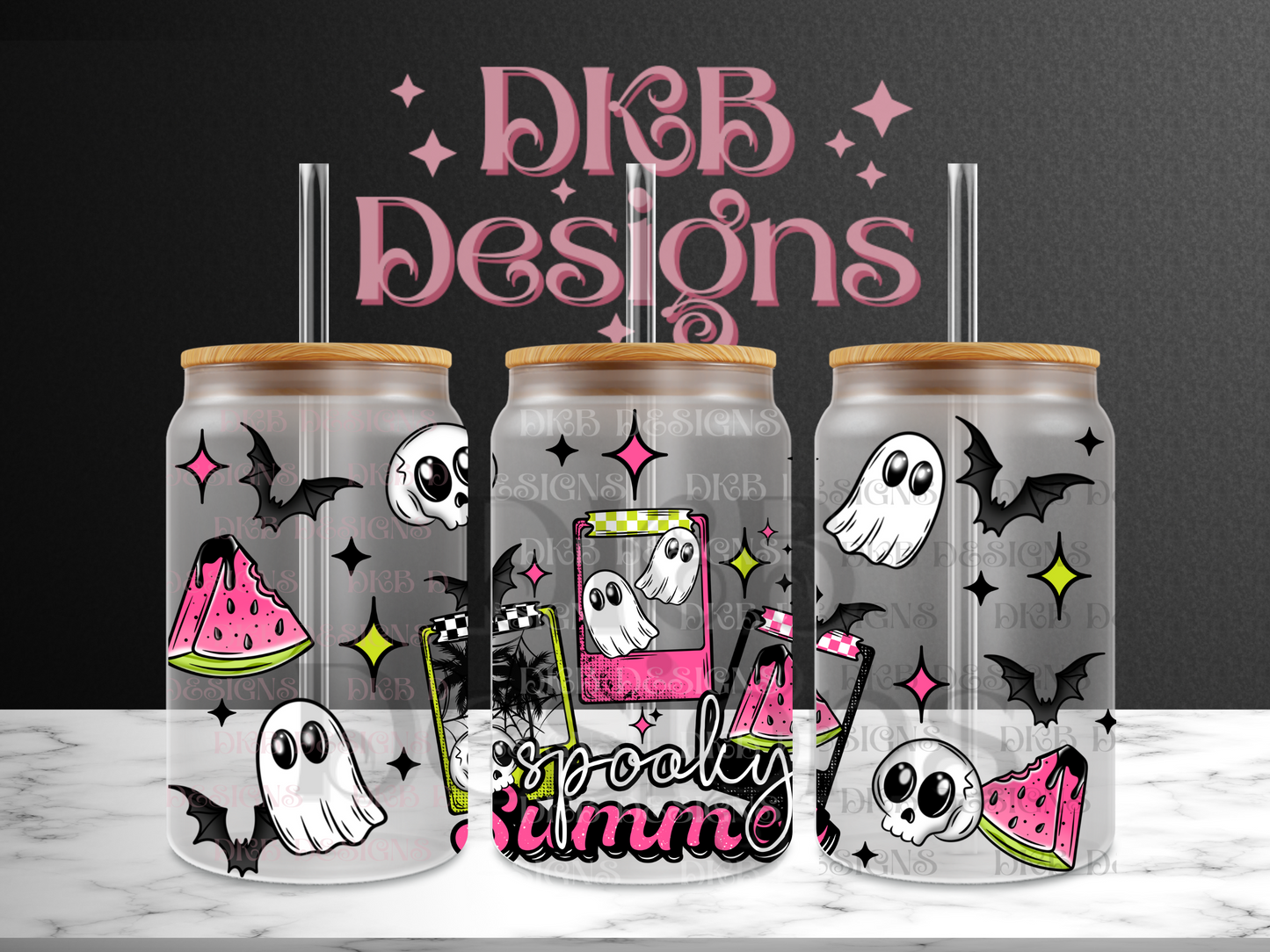 Spooky summer 16oz glass can UV DTF