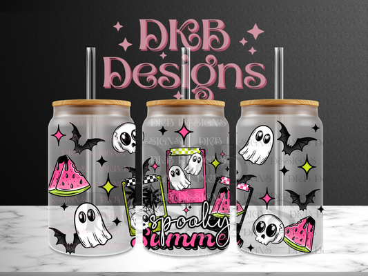Spooky summer 16oz glass can UV DTF