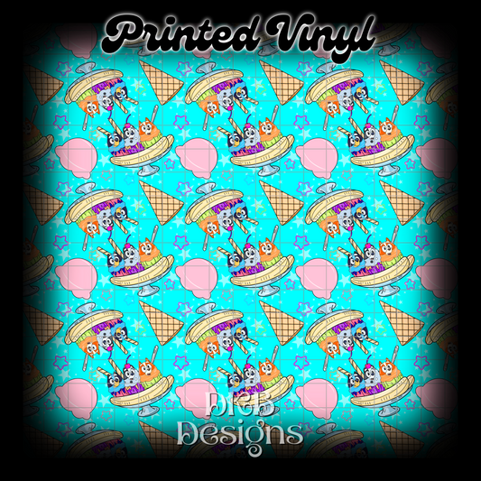 Blue dog ice cream Printed Vinyl