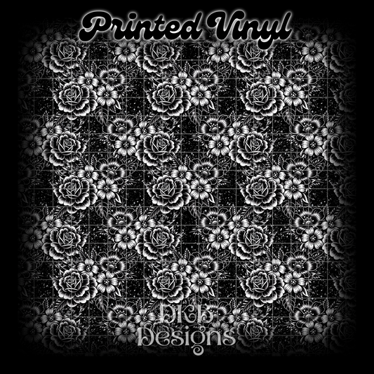 Classic floral black Printed Vinyl