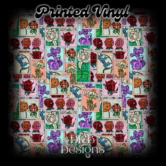 Flower stamps Printed Vinyl