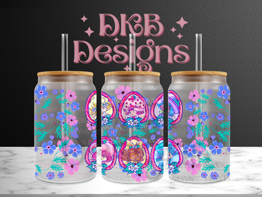 Strawberry 16oz glass can UV DTF