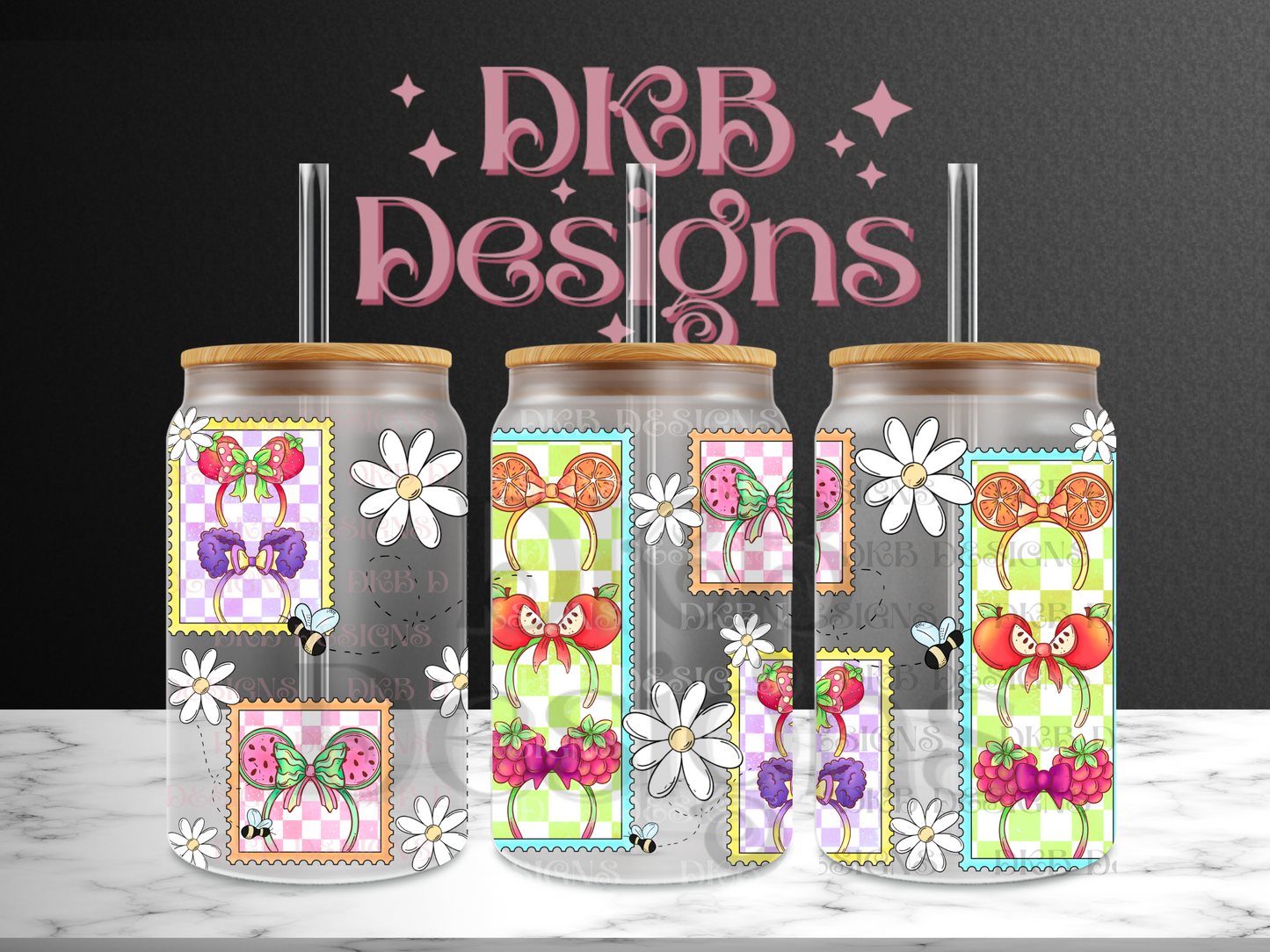 Fruit stamps 16oz glass can UV DTF