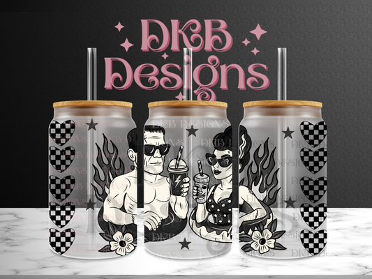 Summer steins 16oz glass can UV DTF