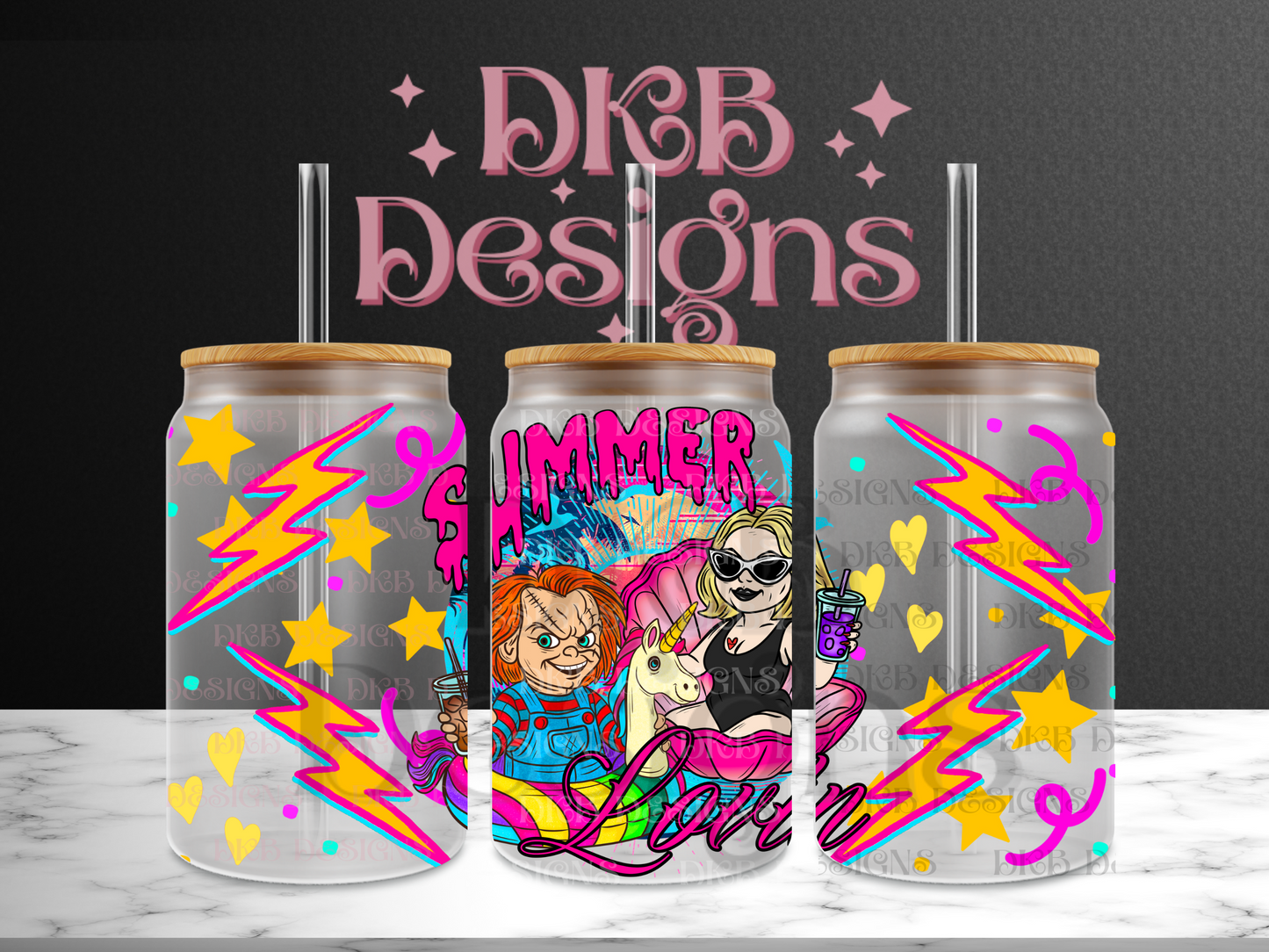 Summer lovin 16oz glass can UV DTF