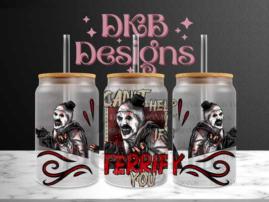 Can’t help it 16oz glass can UV DTF