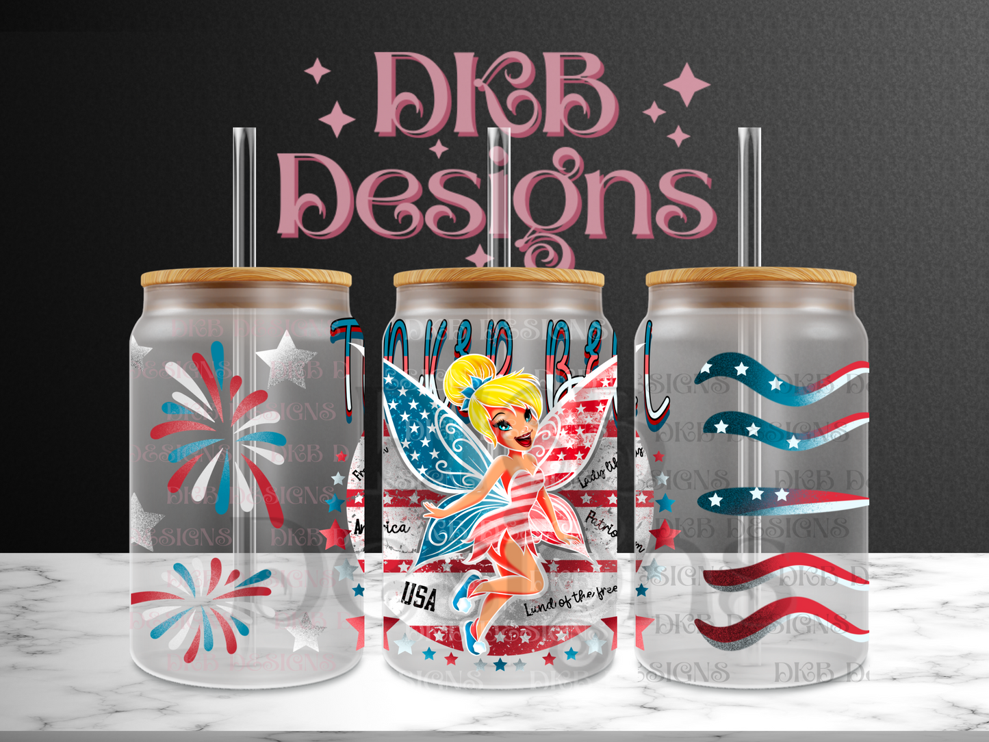 Fairy 16oz glass can UV DTF