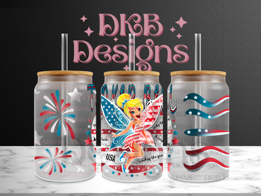 Fairy 16oz glass can UV DTF