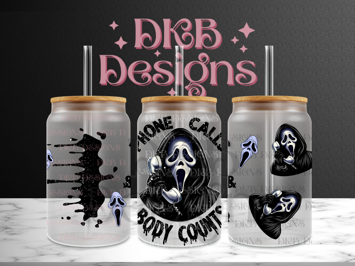 Phone calls & body counts 16oz glass can UV DTF