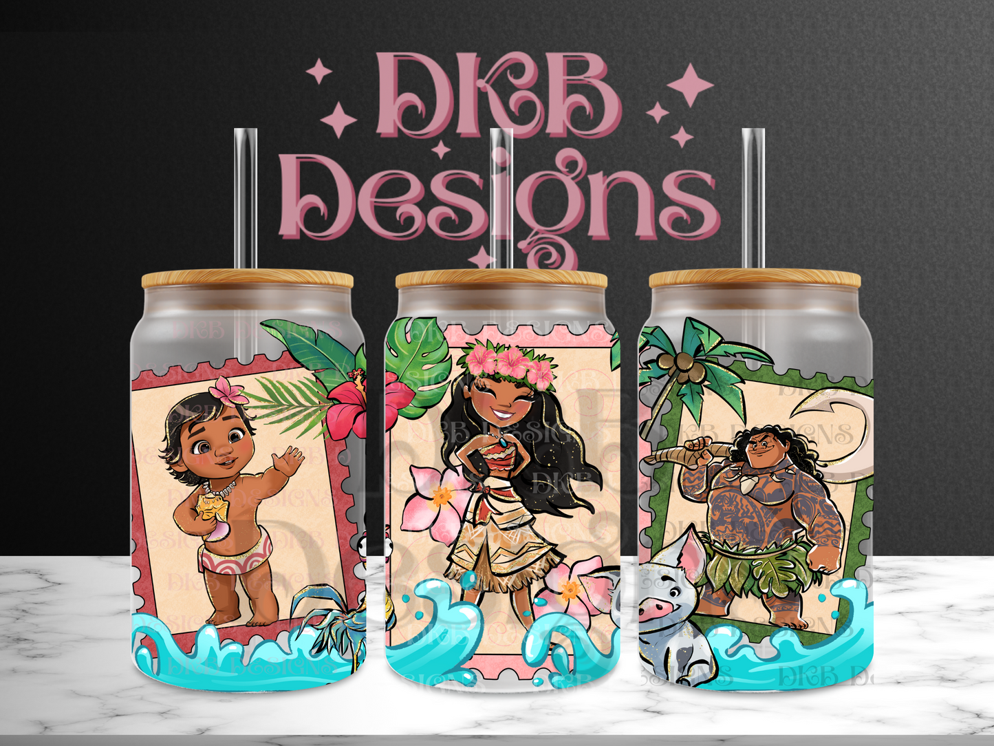 Stamps 16oz glass can UV DTF