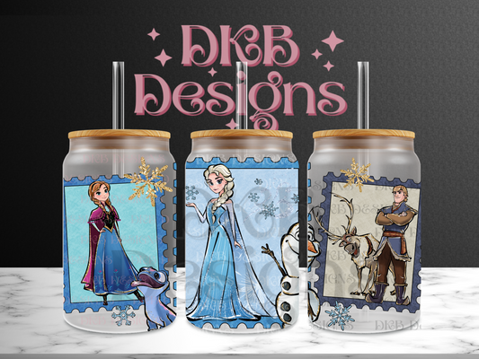 Stamps 16oz glass can UV DTF