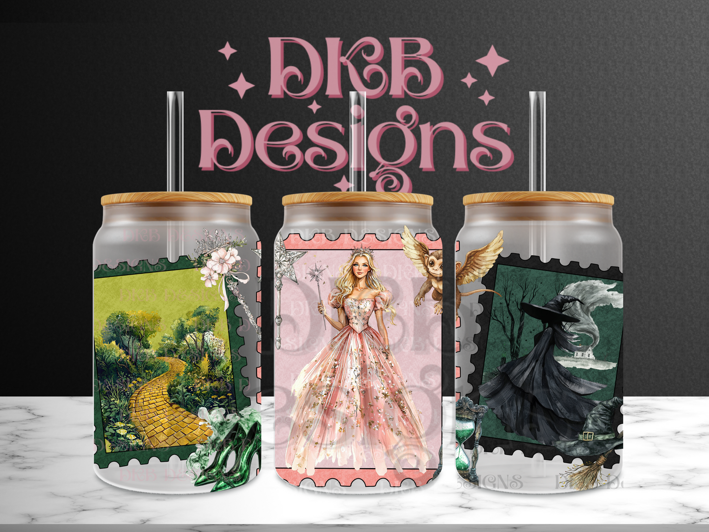 Stamps 16oz glass can UV DTF