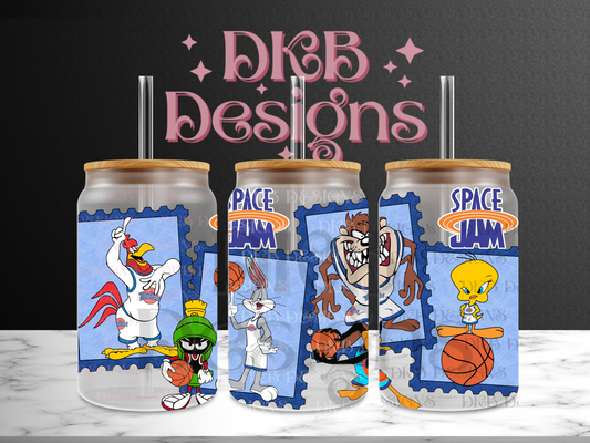 Stamps 16oz glass can UV DTF