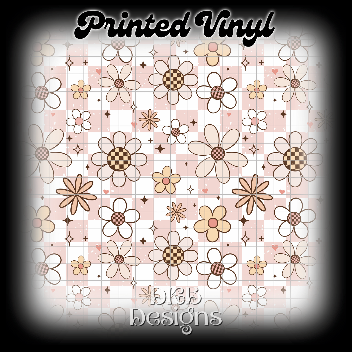 Pastel floral checker Printed Vinyl