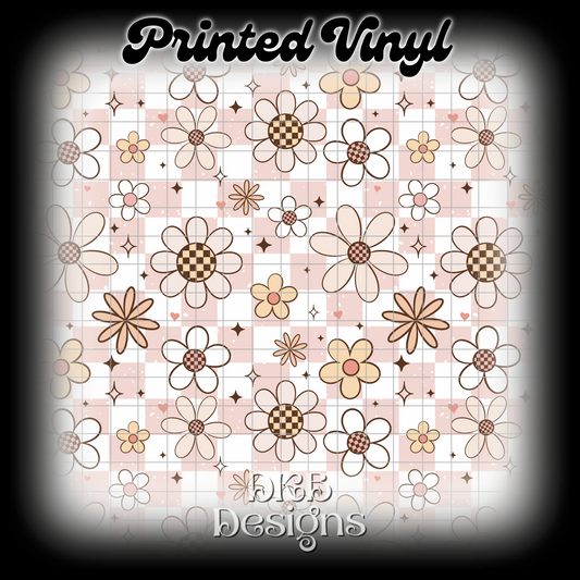 Pastel floral checker Printed Vinyl