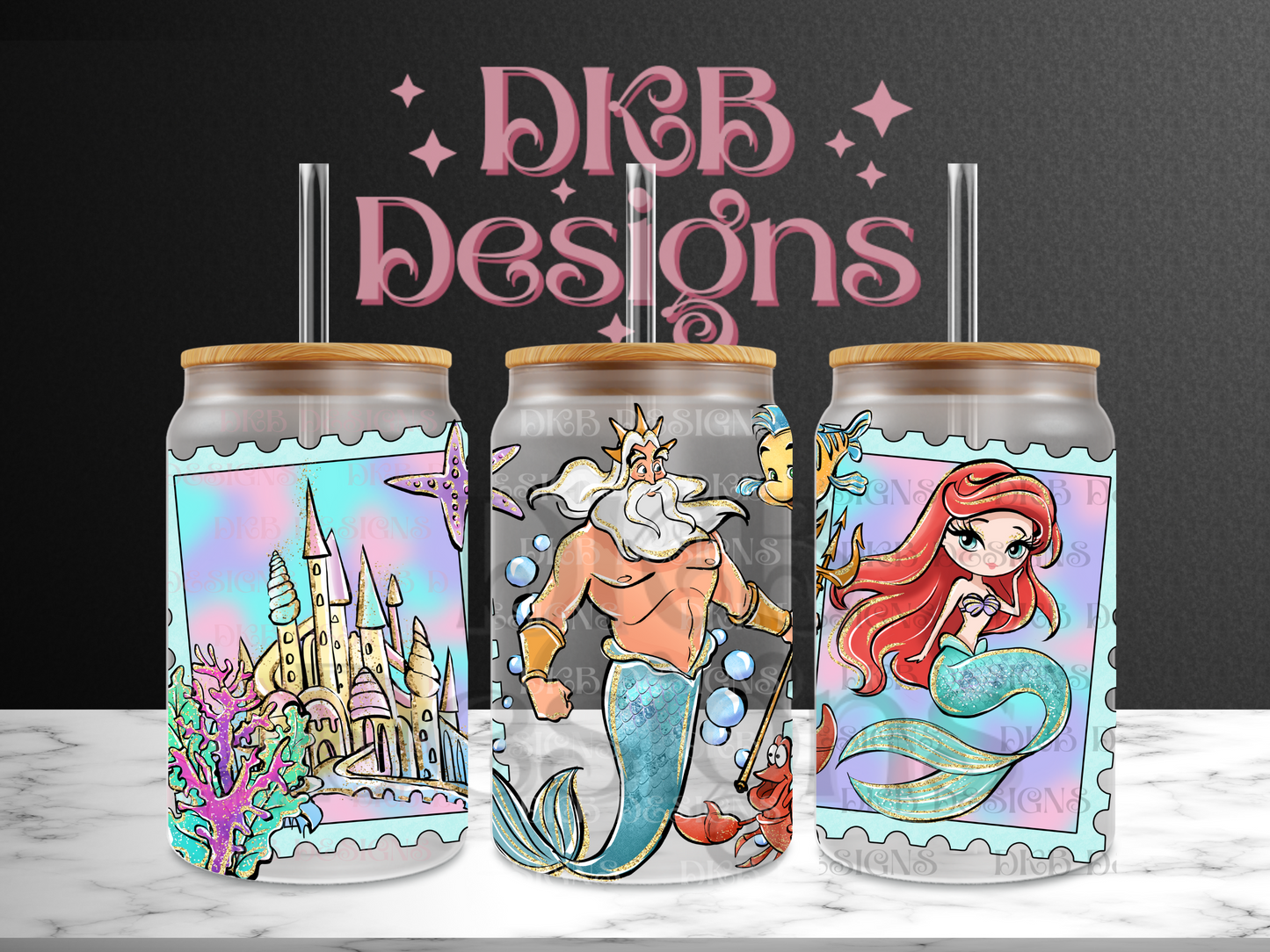 Stamps 16oz glass can UV DTF