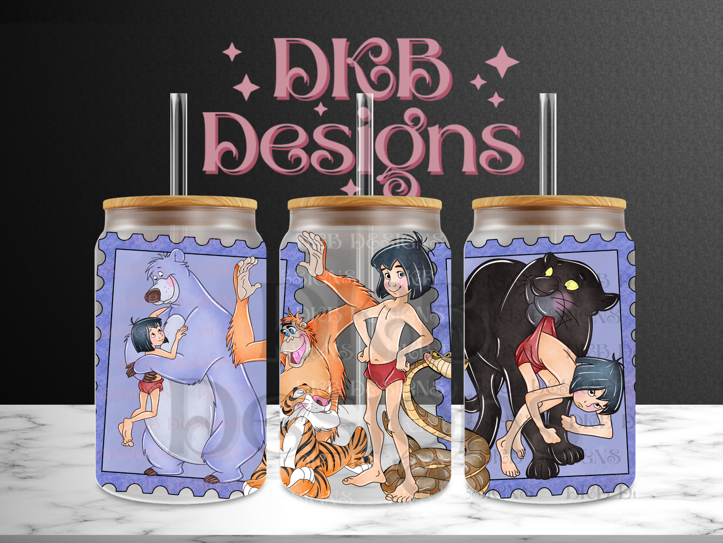 Stamps 16oz glass can UV DTF