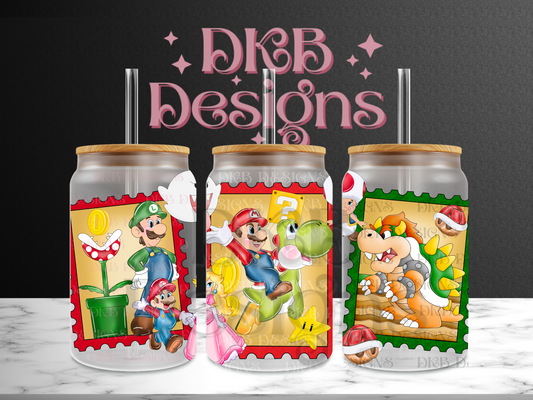 Stamps 16oz glass can UV DTF