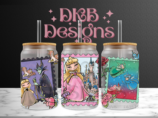 Stamps 16oz glass can UV DTF